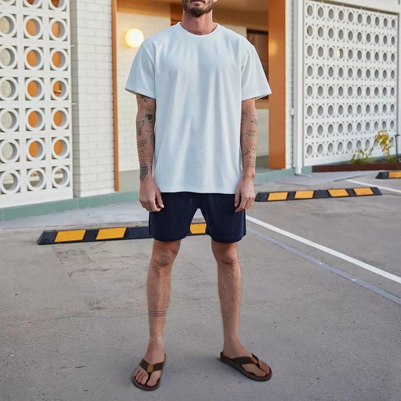 KuaiLu Mens Flip Flops Arch Support Comfortable Cushion Memory Foam Recovery Walking Waterproof Leather Thong Sandals Orthotic Plantar Fasciitis Summer Casual Beach Pool Slip on Slippers Brown Size 12 - Image 2